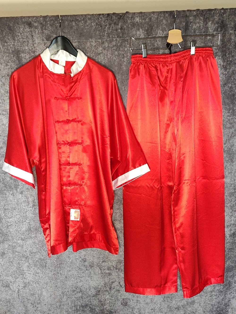 Red Satin Two-Piece Martial Arts Set